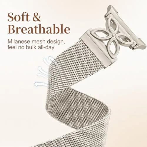 Getino Magnetic Metal Watch Band Compatible with Samsung Galaxy Watch 9 & 8 (40mm,44mm,46mm) | Floral Milanese Strap for Women thumbnail 8