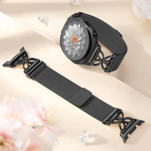 Getino Magnetic Floral Watch Band Compatible with Samsung Galaxy Watch 9/8/8 Classic 40mm 44mm 46mm Black | Stainless Steel Milanese Strap thumbnail 7
