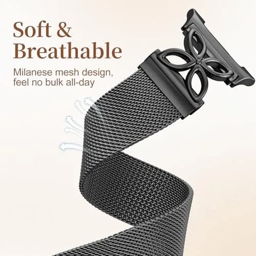 Getino Magnetic Floral Watch Band Compatible with Samsung Galaxy Watch 9/8/8 Classic 40mm 44mm 46mm Black | Stainless Steel Milanese Strap thumbnail 8