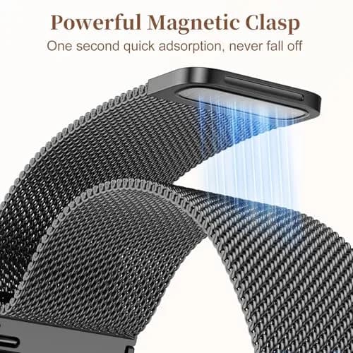 Getino Magnetic Floral Watch Band Compatible with Samsung Galaxy Watch 9/8/8 Classic 40mm 44mm 46mm Black | Stainless Steel Milanese Strap thumbnail 4