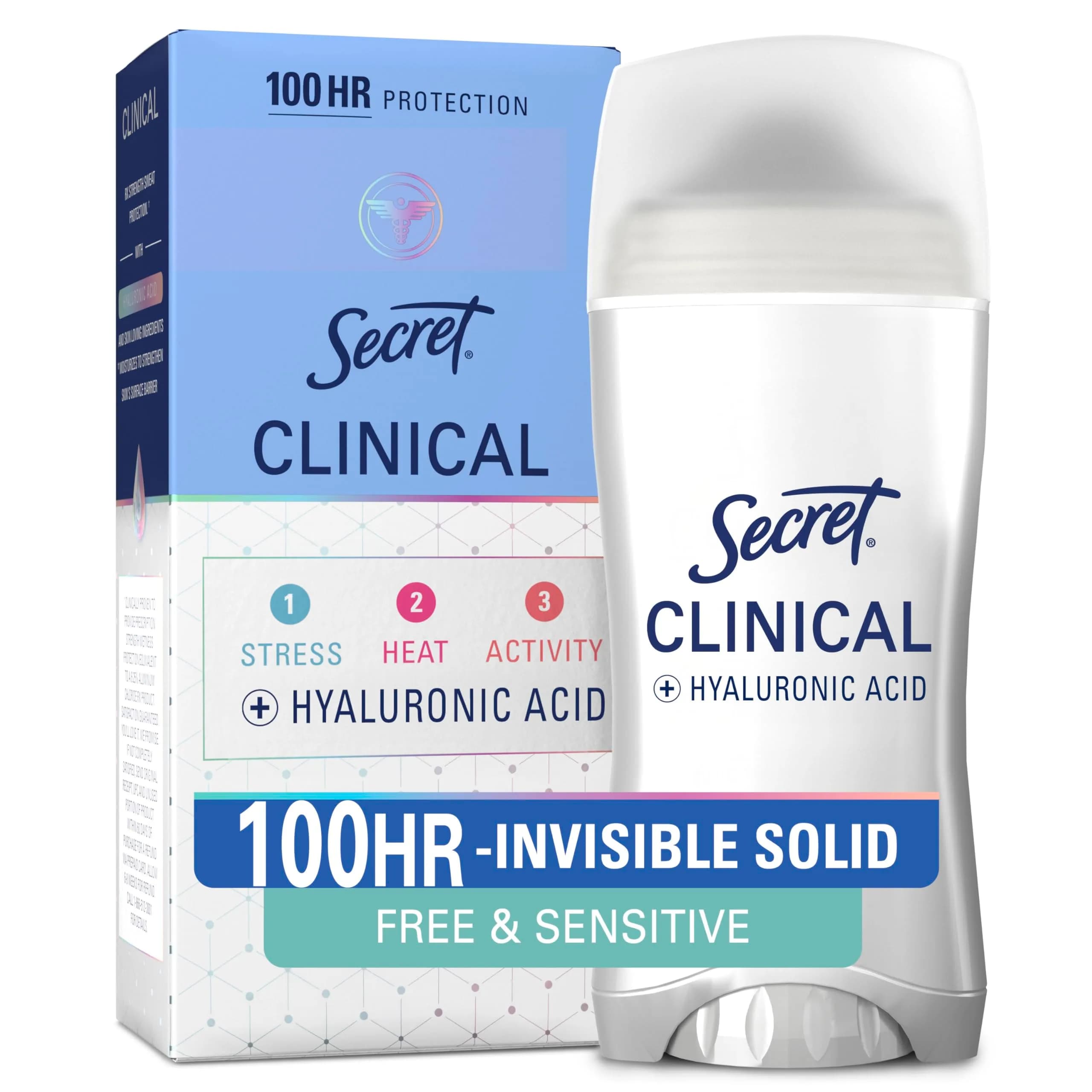 Secret Clinical Strength 100HR Sweat & Odor, Invisible Solid Antiperspirant for Women, 2.6 oz | Stress & Sensitive Skin Friendly - main product image