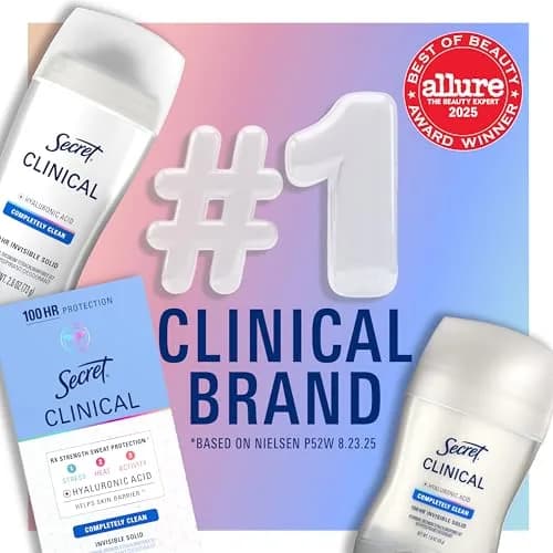Secret Clinical Strength 100HR Sweat & Odor, Invisible Solid Antiperspirant for Women, 2.6 oz | Stress & Sensitive Skin Friendly thumbnail 5