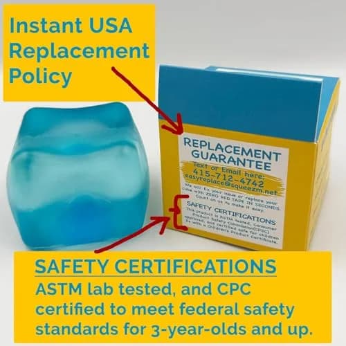 Squeez'M Big Block Premium Stress Cube 2 Pack, Blue & Pink 6.35cm (2.5in) | ASTM Certified Non-Toxic Sensory Toy thumbnail 4