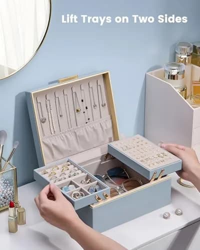 Lolalet 2-Layer Jewelry Organizer Box 24.2cm (9.53") | Organizes Rings, Necklaces, Earrings, Bracelets thumbnail 2