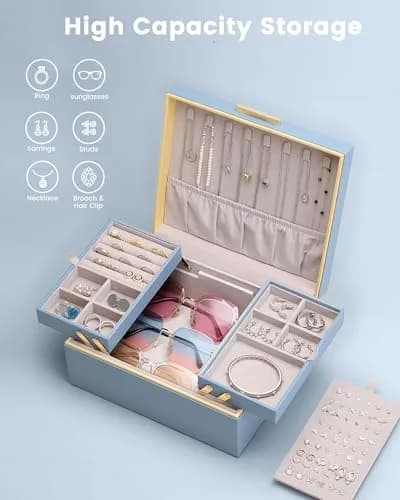 Lolalet 2-Layer Jewelry Organizer Box 24.2cm (9.53") | Organizes Rings, Necklaces, Earrings, Bracelets thumbnail 4