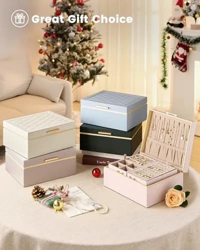Lolalet 2-Layer Jewelry Organizer Box 24.2cm (9.53"W x 8.15"D x 4.45"H) | Foldable & Expandable Upper Storage thumbnail 9