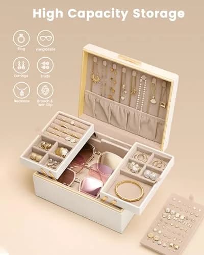 Lolalet 2-Layer Jewelry Organizer Box 24.2cm (9.53") | Foldable & Expandable Upper Storage thumbnail 4