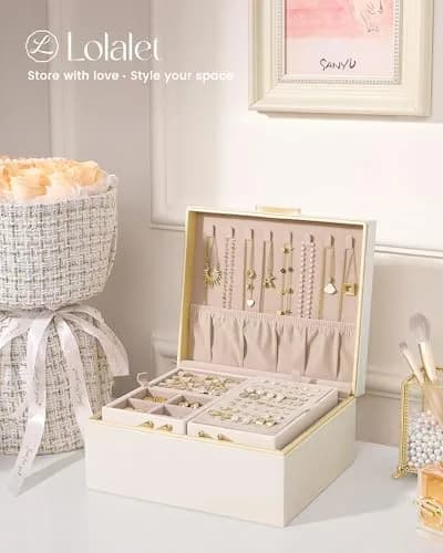 Lolalet 2-Layer Jewelry Organizer Box 24.2cm (9.53") | Foldable & Expandable Upper Storage thumbnail 7