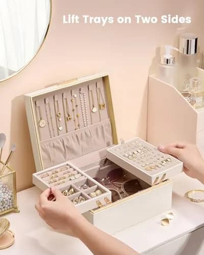 Lolalet 2-Layer Jewelry Organizer Box 24.2cm (9.53") | Foldable & Expandable Upper Storage thumbnail 2