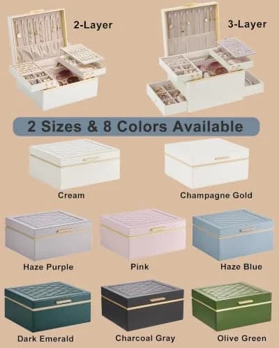 Lolalet 2-Layer Jewelry Organizer Box 24.2cm (9.53") | Foldable & Expandable Upper Storage thumbnail 3
