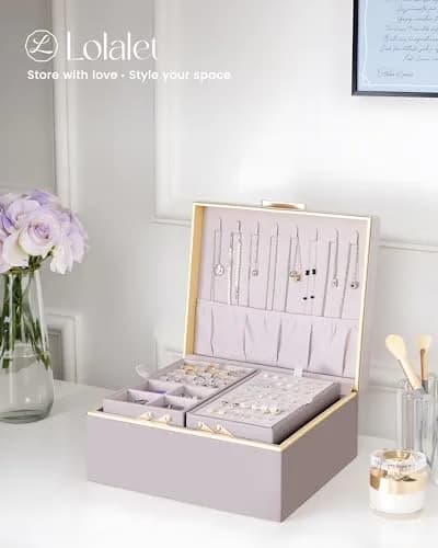 Lolalet 2-Layer Jewelry Organizer Box 24.2cm (9.53") | Foldable & Expandable Upper Storage thumbnail 7