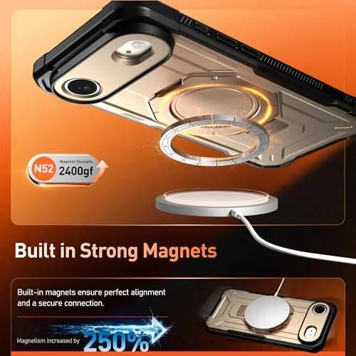 Poetic Spartan Case with Ring Stand for iPhone Air, Metallic Gold | Shockproof & MagSafe Compatible thumbnail 3