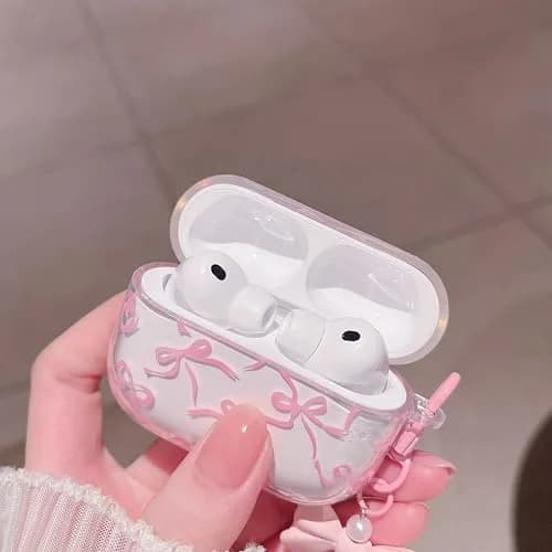 MINSCOSE Pink Ribbon Bow AirPods Pro 3 Case with Keychain & Cleaner Kit | Cute Girly Design thumbnail 6