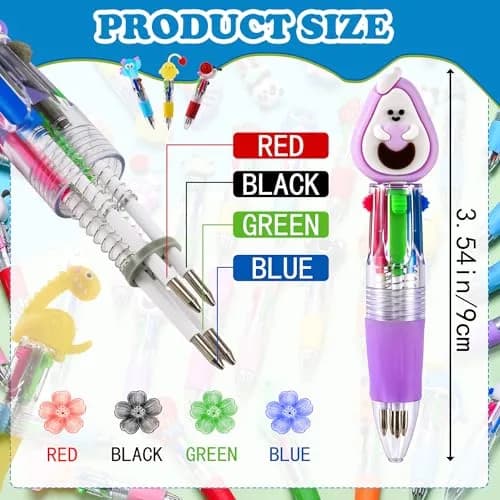 BIMORITA 4-in-1 Mini Multicolor Ballpoint Pens | Pack of 60 Cute Cartoon Pens for Party Favors & School Gifts thumbnail 3