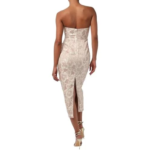 Lulus Isla Strapless Midi Dress Champagne Large | Elegant Cocktail Attire thumbnail 2