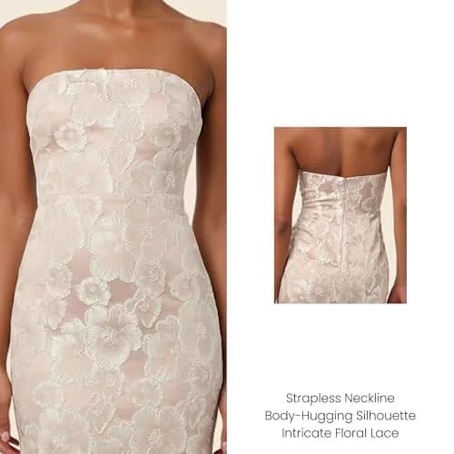 Lulus Isla Strapless Midi Dress Champagne Large | Elegant Cocktail Attire thumbnail 3