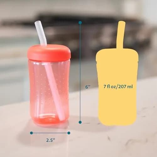 The First Years Squeeze & Sip Straw Cups - 200ml (7 Fl Oz) - 3 Count | Spill-Proof Training for Toddlers 6+ Months thumbnail 5