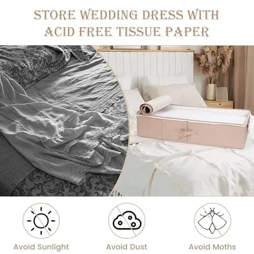 Dawutian Wedding Dress Storage Box, Pink | Professional Preservation & Dust-Free Storage (29.9in x 15.7in x 7in) thumbnail 4