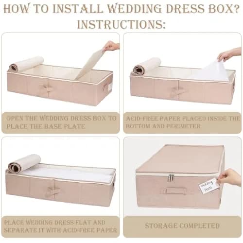 Dawutian Wedding Dress Storage Box, Pink | Professional Preservation & Dust-Free Storage (29.9in x 15.7in x 7in) thumbnail 6
