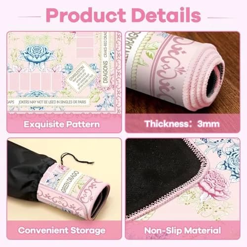 party greeting Chinoiserie Mahjong Mat with Black Carrying Bag 31.5 x 31.5 in | Multi Purpose Game Table Cover thumbnail 3