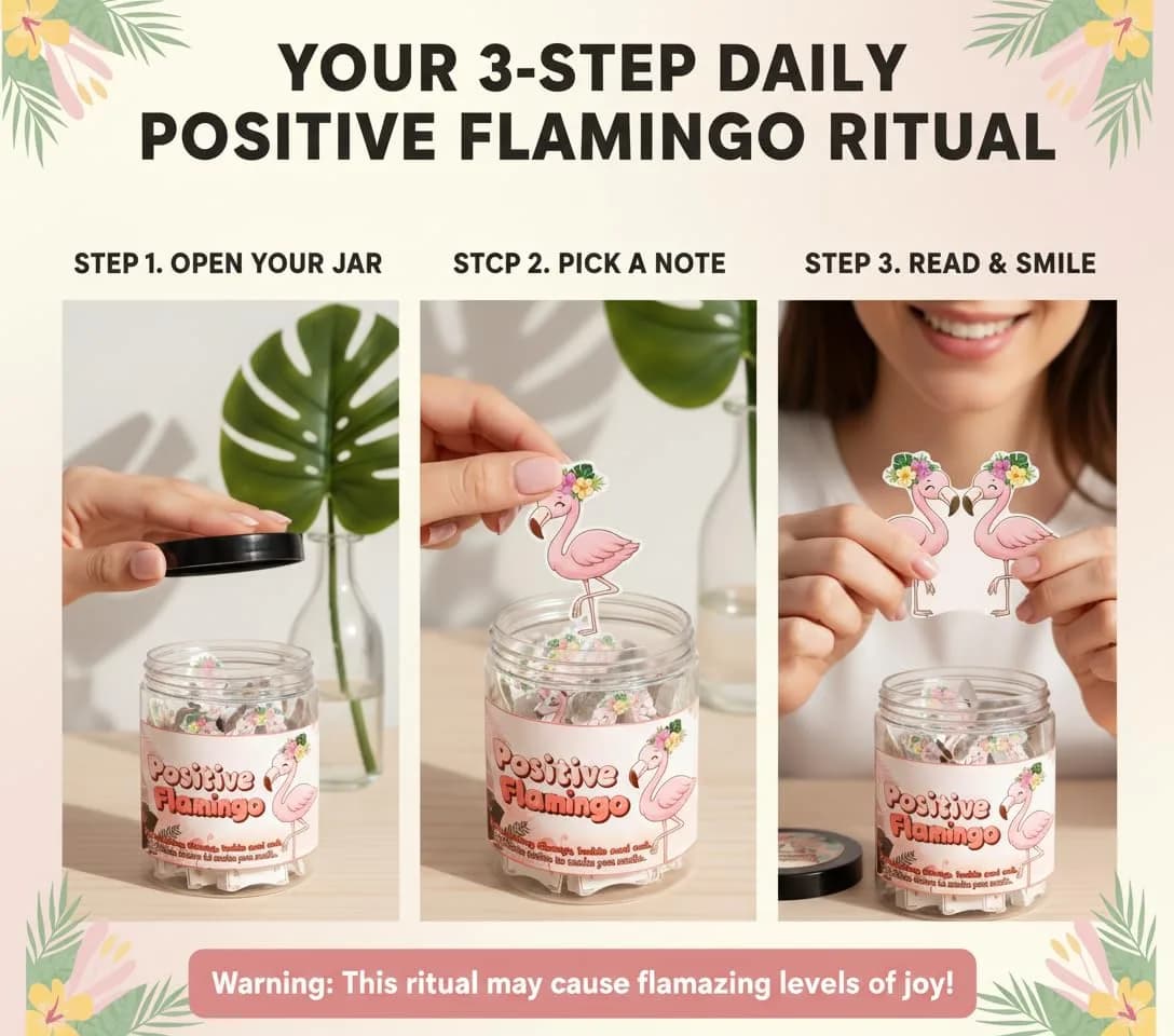 DEARMINE Positive Flamingo Jar | 60 Daily Affirmation Cards for Women & Friends thumbnail 2