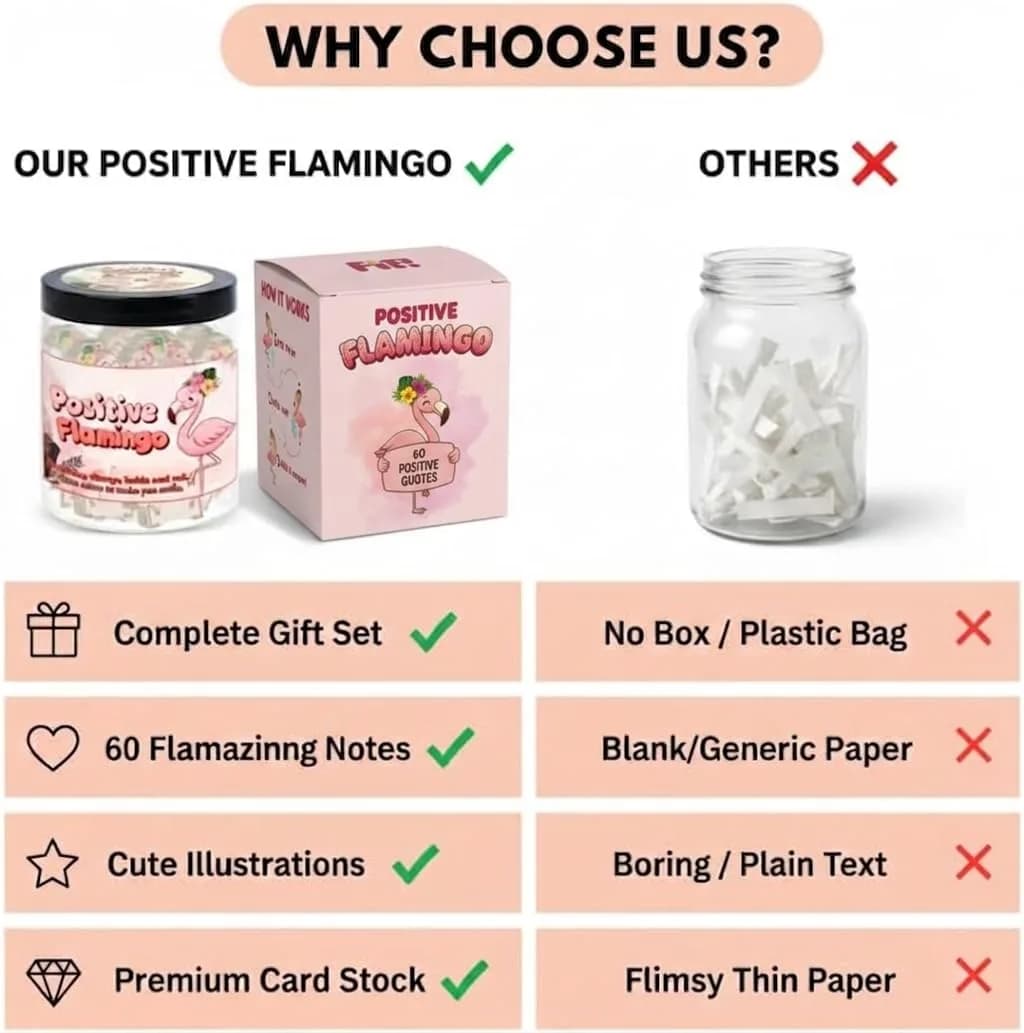 DEARMINE Positive Flamingo Jar | 60 Daily Affirmation Cards for Women & Friends thumbnail 6