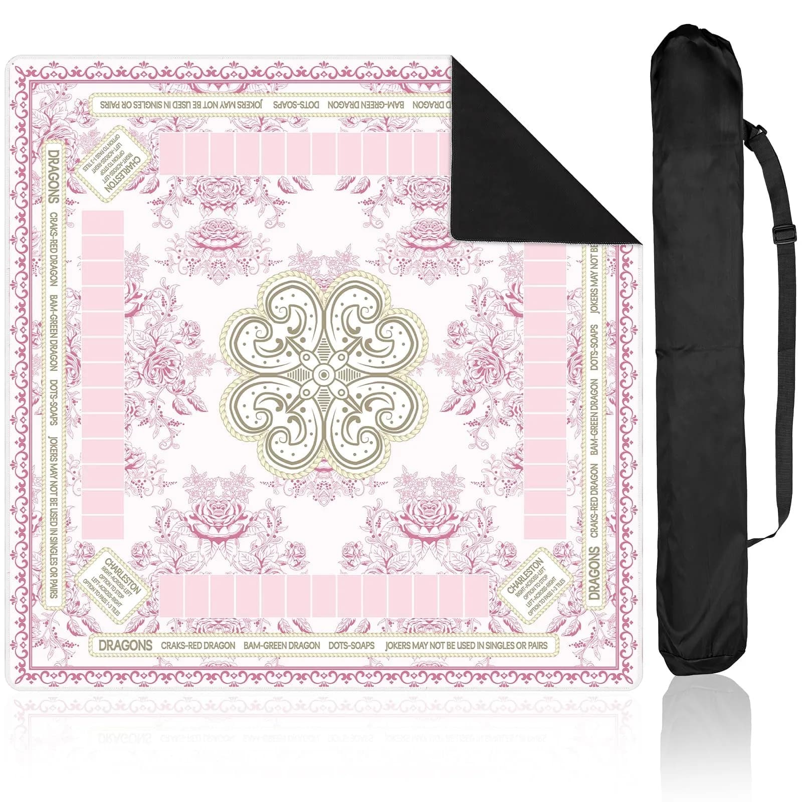 party greeting Chinoiserie Mahjong Mat 31.5 x 31.5 Inches | Anti Slip & Noise Reduction
