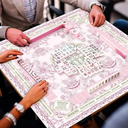 party greeting Chinoiserie Mahjong Mat 31.5 x 31.5 Inches | Anti Slip & Noise Reduction thumbnail 5