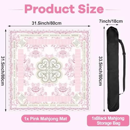party greeting Chinoiserie Mahjong Mat 31.5 x 31.5 Inches | Anti Slip & Noise Reduction thumbnail 2