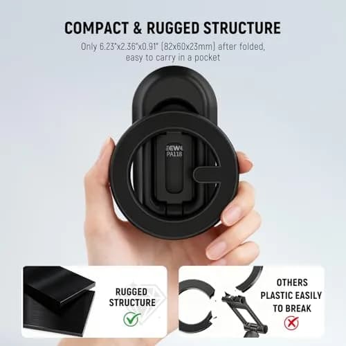 NEEWER Magnetic Phone Holder for Car, Dual Sided Magnet Cell Phone Mount Compatible with MagSafe iPhone, Car Stand Accessories for Dash Windshield Navigation Glass Gym Video Recording (82x60x23mm) thumbnail 4
