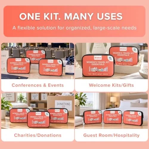 TREKTOTE Hygiene Kits Bulk 5 Pack | Women's Travel Size Toiletries for Care Packages thumbnail 6