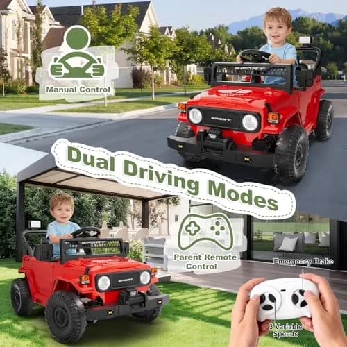 YunTopKids Kid Car 12V Ride On Toy with Remote Control, Red | 7Ah Battery, All-Terrain, Indoor & Outdoor thumbnail 2