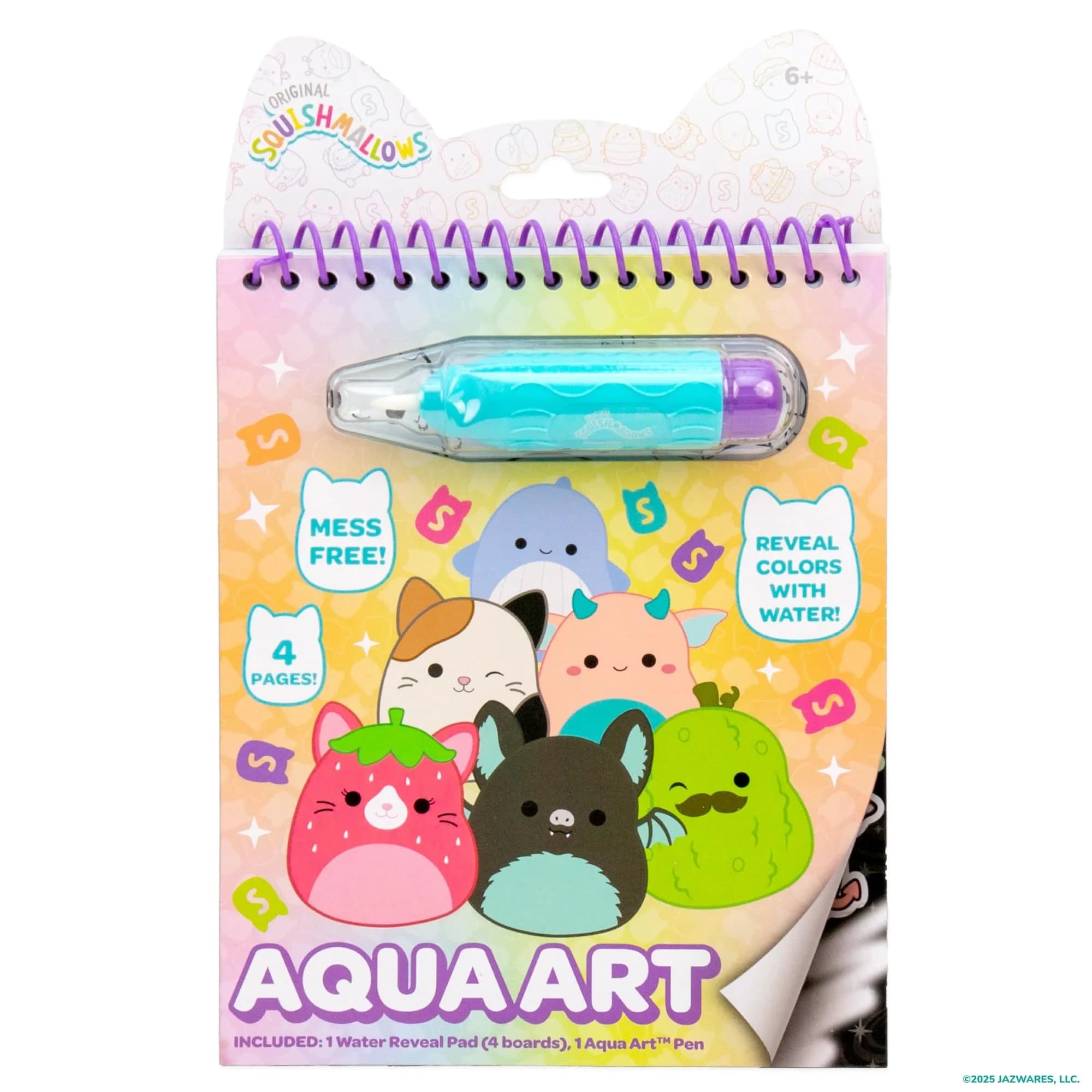 Original Squishmallows Aqua Art Pad | Mess-Free Water Reveal Art Kit (4 Pages, 6x7.5 in.)