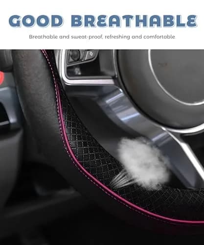 UNLRAE Steering Wheel Cover 14.5-15 Inch | Breathable Microfiber Leather, Anti-Slip, Suitable for SUVs thumbnail 4