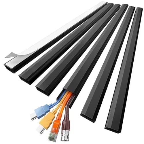 Delamu Black Cord Hider Raceway 205.7cm (85in) Total Length | UL94 V-0 Rated for Safety thumbnail 1