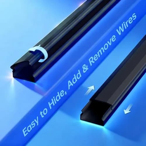 Delamu Black Cord Hider Raceway 205.7cm (85in) Total Length | UL94 V-0 Rated for Safety thumbnail 4