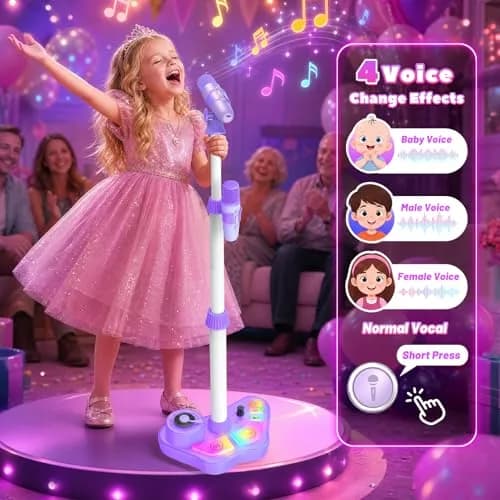 FunforFun! Kids Karaoke Machine with Wireless Mic & LED Lights | Rechargeable, Bluetooth, for Ages 3-8 thumbnail 4