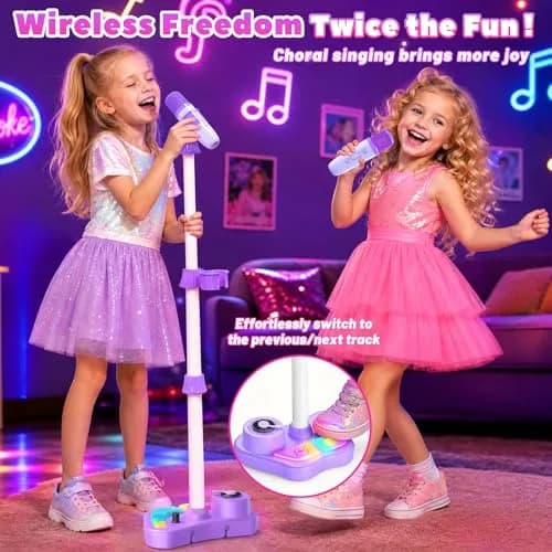 FunforFun! Kids Karaoke Machine with Wireless Mic & LED Lights | Rechargeable, Bluetooth, for Ages 3-8 thumbnail 3