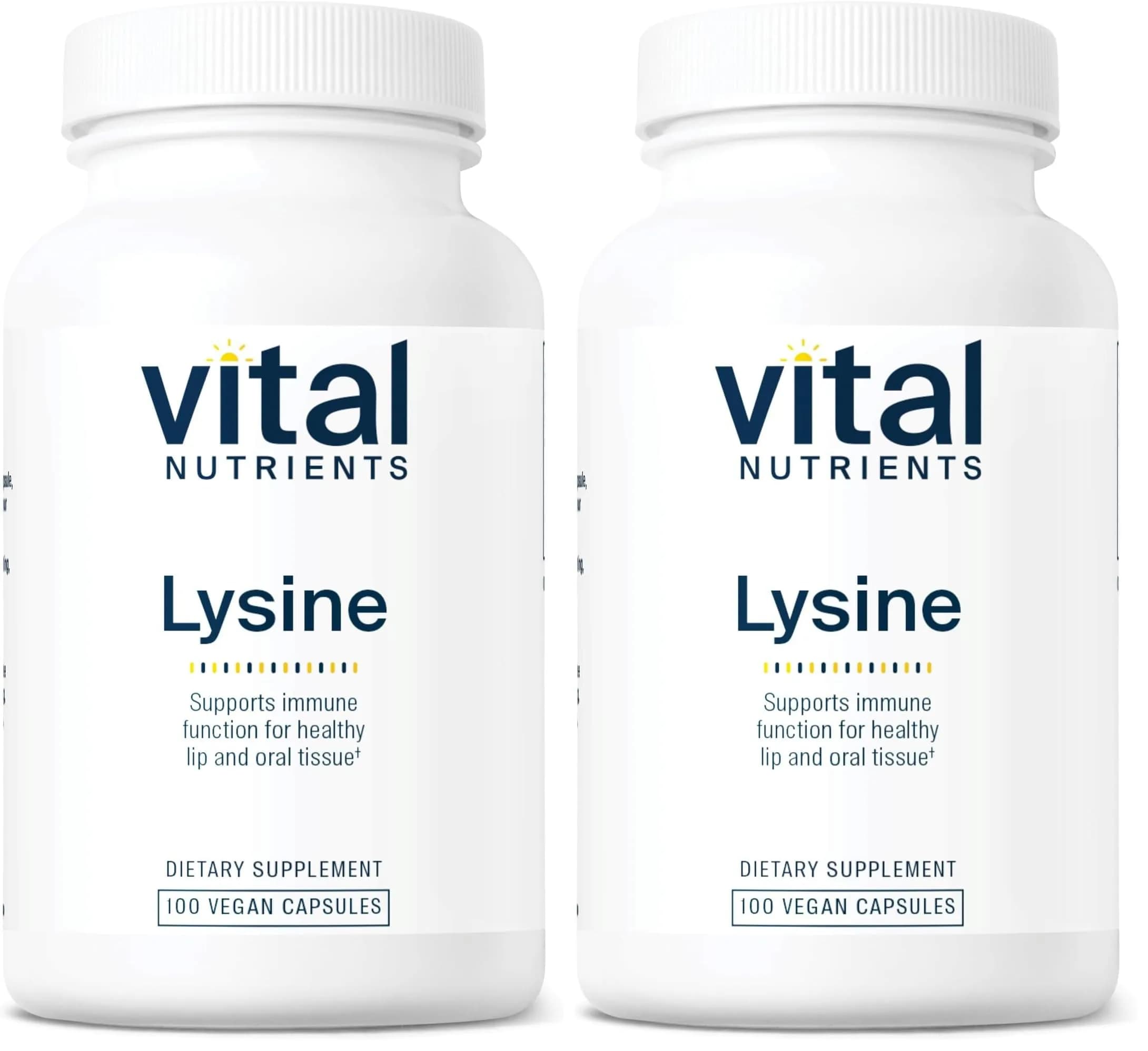 Vital Nutrients Lysine | Lysine Supplement Supports Healthy Lip and Oral Tissue | Immune Support Promotes Calcium Absorption | Gluten, Dairy, Soy Free | Non-GMO | 100 Capsules (Pack of 2) - main product image