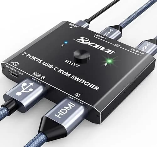 MLEEDA USB C KVM Switch 4K@60Hz for 2 Laptops | Share HDMI Monitor & Keyboard Mouse thumbnail 1