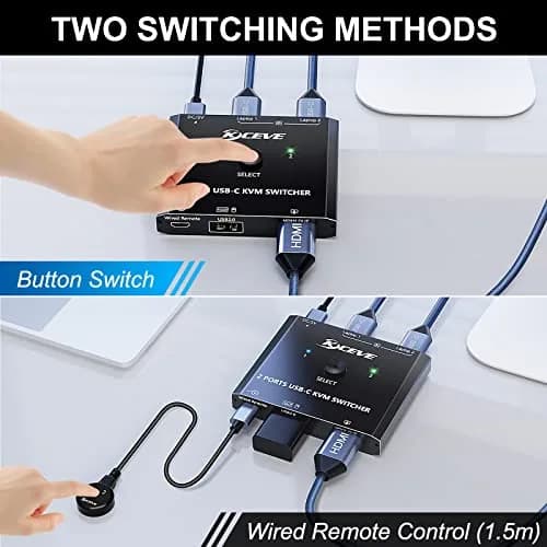MLEEDA USB C KVM Switch 4K@60Hz for 2 Laptops | Share HDMI Monitor & Keyboard Mouse thumbnail 5