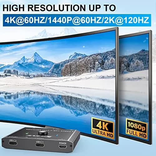 MLEEDA USB C KVM Switch 4K@60Hz for 2 Laptops | Share HDMI Monitor & Keyboard Mouse thumbnail 7