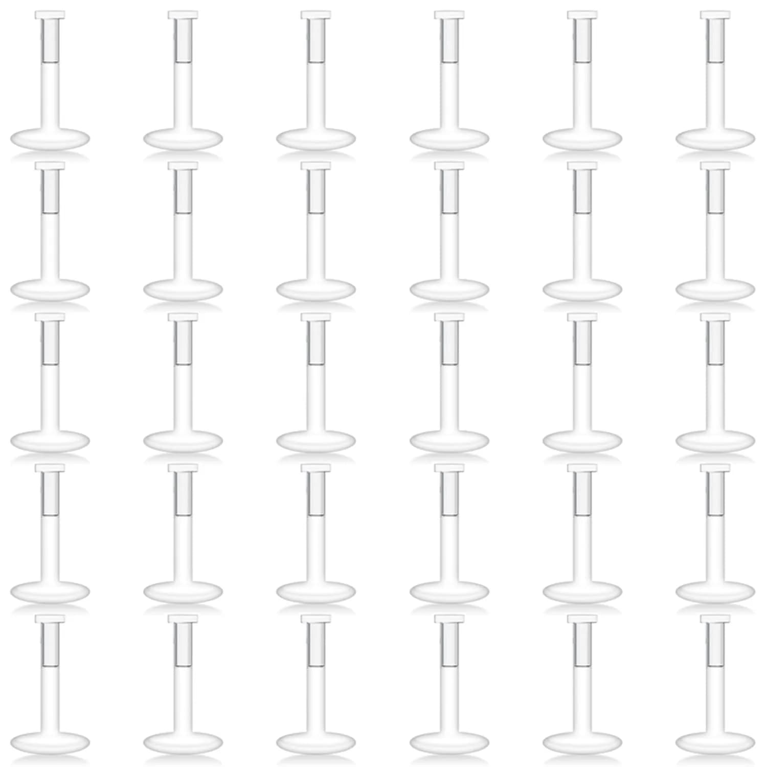 Lcolyoli Clear Nose Studs & Lip Rings 30PCS 18G | Retainers for Work, Surgery, MRI — Flat Top-30Pcs-18G-5/16"