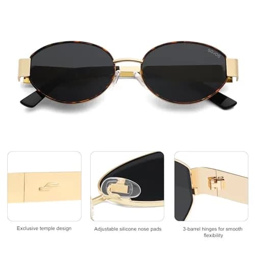 SOJOS Retro Oval Sunglasses for Women Trendy Classic 80s 90s Shades SJ1256 | UV400 Protection, Metal Frame, Versatile Style thumbnail 5