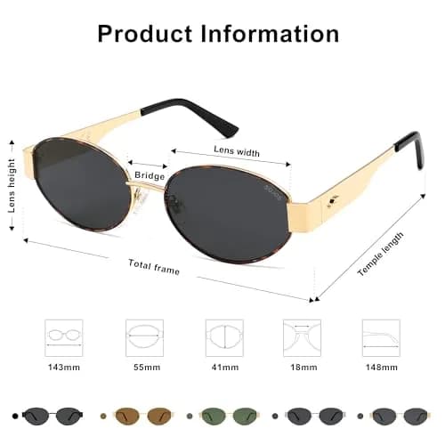 SOJOS Retro Oval Sunglasses for Women Trendy Classic 80s 90s Shades SJ1256 | UV400 Protection, Metal Frame, Versatile Style thumbnail 6