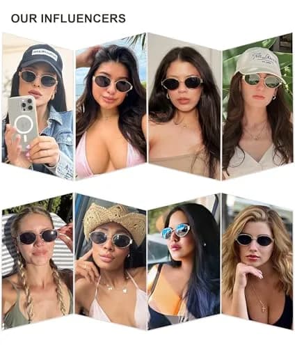 SOJOS Retro Oval Sunglasses for Women Trendy Classic 80s 90s Shades SJ1256 | UV400 Protection, Metal Frame, Versatile Style thumbnail 3