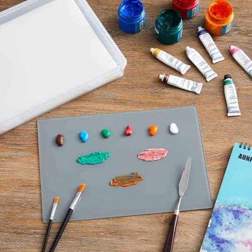 Nuanchu Glass Oil Paint Palette with Airtight Lid 34.8 cm x 24 cm (13.7" x 9.4") | Grey Tempered Glass for Oil, Acrylic, Watercolor thumbnail 4