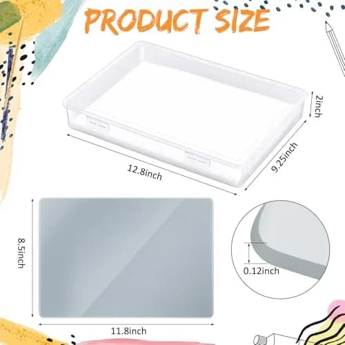 Nuanchu Glass Oil Paint Palette with Airtight Lid 34.8 cm x 24 cm (13.7" x 9.4") | Grey Tempered Glass for Oil, Acrylic, Watercolor thumbnail 3