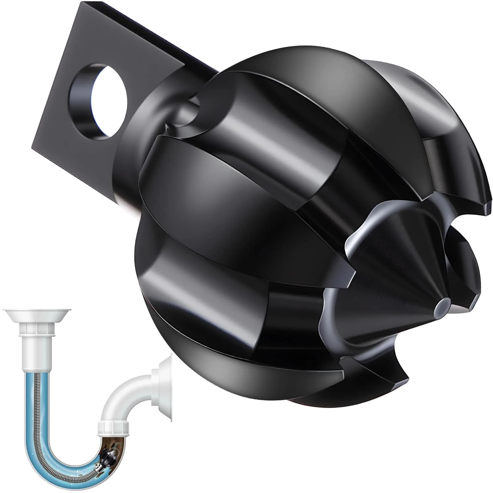 Enhon 1.2" Spiral Root Cutter Attachment for Drain Augers, 4.3 cm (1.77") Black | Fits 1.5–3" Pipes, Clears Scale & Small Roots - main product image