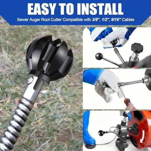 Enhon 1.2" Spiral Root Cutter Attachment for Drain Augers, 4.3 cm (1.77") Black | Fits 1.5–3" Pipes, Clears Scale & Small Roots thumbnail 4